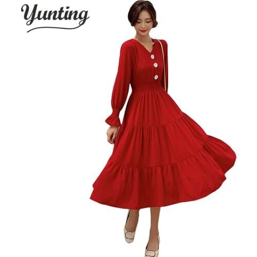 Sping Autumn Sweater Dress Women Red Casual Winter Dresses Ladies Streetwear Modis Long Sleeve Retro Dress