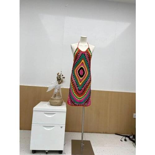 H80&S90 New Women Crochet Multi Dress Handmade Cover Up Sexy Hollow Out Knit Tuinc Swimsuit Beachwear Saron Robe De Plage