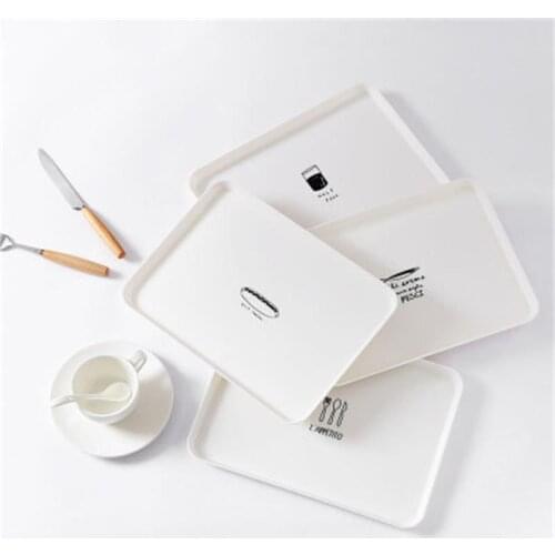 1 Pcs Nordic Style Plastic Rectangular Plate Home Simple Breakfast Tea Tray Dessert Small Tray Household Convenient Gadget