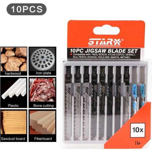 10pcs Hcs HSS Ground Teeth Straight Cutting T-Shank Jig Saw Blade for Wood Woodworking Aluminum Saw, Cutting Saw Bone Saw