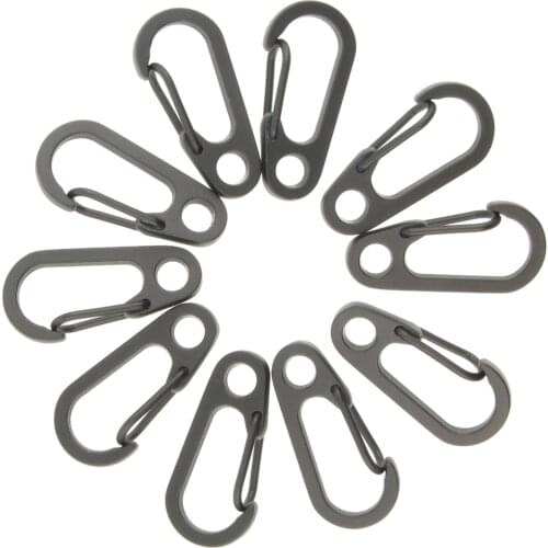 10pcs Outdoor Mini Camping Carabiners Spring Spring Hook Keychain Gray