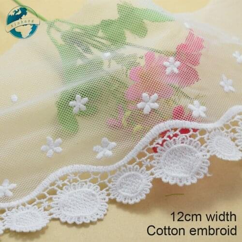 10yards 12cm cotton embroid sewing ribbon guipure lace trim or fabric warp knitting DIY Garment Accessories free shipping#1809