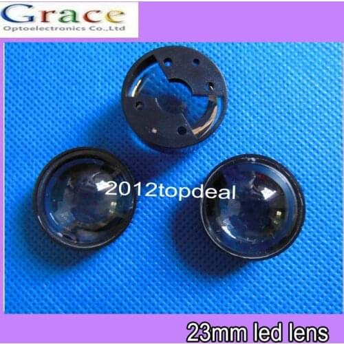 100pc 60degree High Power LED lens 23mm convex lens pmma led lens with black holder DIY