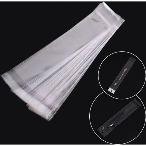 100pcs 32cm Length Gift Bag Clear Self Adhesive Bags Opp Transparent Necklace Candy Jewelry Packing Long Pen Plastic Bag