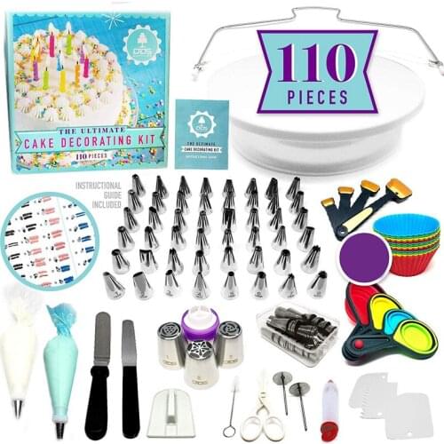 Meibum 110Pcs Icing Piping Tips Cake Decorating Tools Cream Bag Scraper Pastry Nozzles Converter Confectionery Dessert Baking