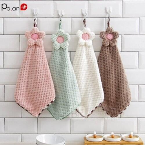 2pcs Kitchen Hand Towel Universal Cute Hanging Type Absorbent Hand Towel Small Towel Dry Cloth Handkerchief Bathroom Supplies