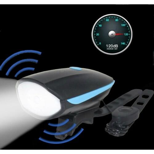 2 in 1 Cycling Mountain Bike Electric Horn Bell + Bicycle Light Super Bright Headlight Vocal USB Charging Night Riding Light