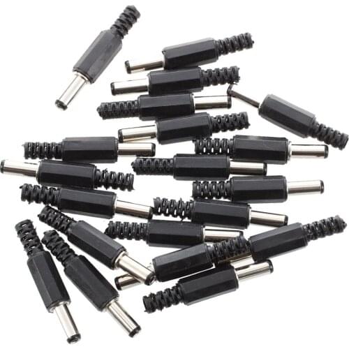 20 Pcs Black 2.5mm x 5.5mm DC Power Male Plug Jack Adapter Drop shipping