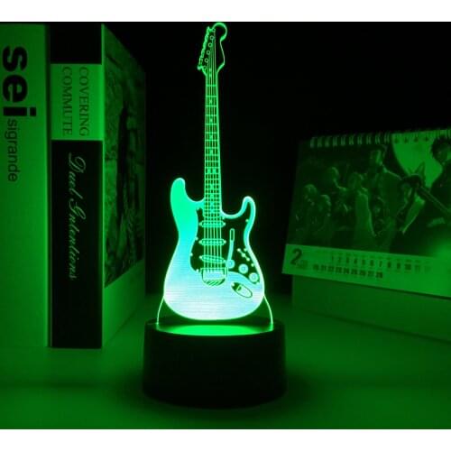 Electric Guitar 3D LED Lamp 7 Colorful USB Table Lamp Baby Sleeping Night Light Music Touch Remote Control Kids Gifts Drop Ship