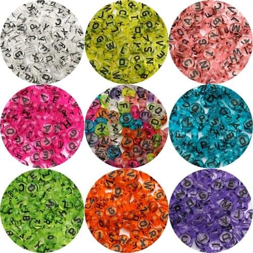 4*7mm Multicolor Clear Mixed Letter Acrylic Beads Round Flat Alphabet Spacer Beads For Jewelry Making Diy Bracelet Accessories