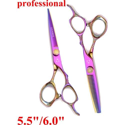50Pcs 5.5 6.0 Professional Hairdressing Scissors Barber Thinning Hair Scissors Cutting Hair Shears Japanese 440C Scissors 9001