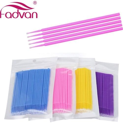 Fadvan 500pcs Micro Disposable Eyelash Extension Clean Brush Individual Mascara Brush Eyelash Glue Cleaning Stick Makeup Tools