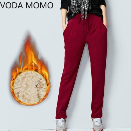 Cotton Pants Harem Pants Autumn Winter Women Pants Elastic Waist Casual Black Trousers pantalon femme 2020 Plus Size 5xl 6xl