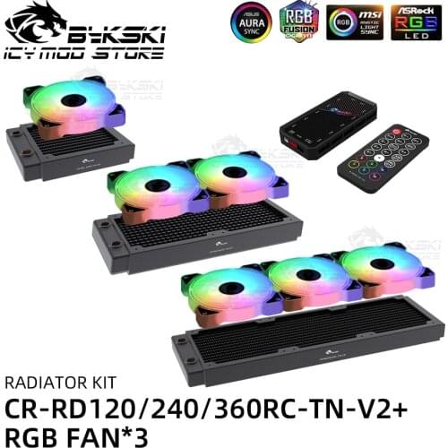 Bykski 12CM Fan Combo 360 Radiator Bundle Kit 30MM Thickness 360mm Copper Heatsink A-RGB Fans AURA 5V3PIN PC Water Cooling Combo