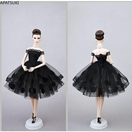 Black Lace Polka Princess Dress for Barbie Doll Outfits Party Dresses Clothing for Blythe Doll Clothes 1/6 Dolls Accessories Toy