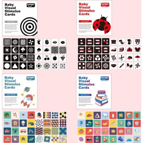 Baby Visual Stimulation Flash Card Montessori Educational Black White Colorful Flashcard High Contrast Book Toddler Toys Gifts