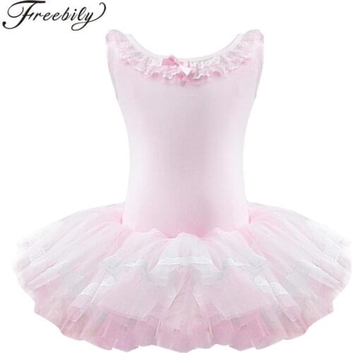 Kids Girls Ballet Tutu Dress Floral Lace Gymnastics Leotard Ballerina Dance Costume Children Dancewear Performance Ballet Dress