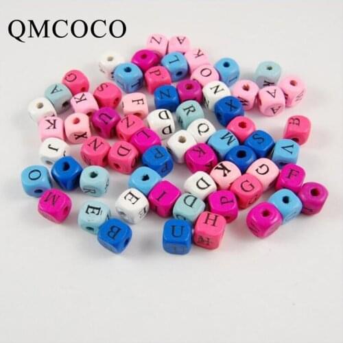 DIY 50Pcs/Pack 10mm Colorful Square Letter Beads Handmade Environmental Crafts Childrens Educational Toys For Kids Made