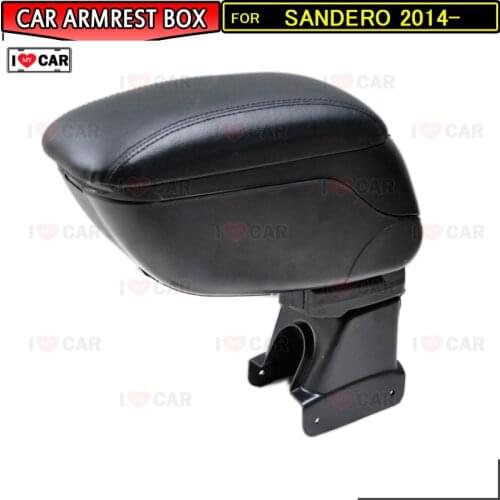 For Renault Sandero 2014- car armrest storage box center console leather arm rest cup holder central part car styling MA