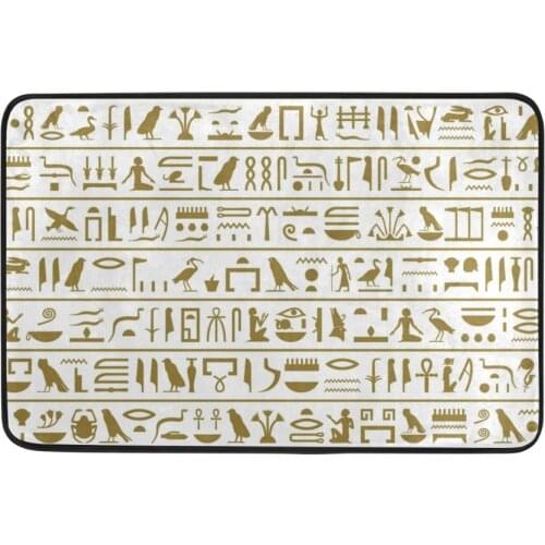 Ancient Egyptian Hieroglyphs Rubber Non-Slip Entry Way Floor Mat Outdoor Indoor Decor Rug 23.6"(L) x 15.7"(W) Doormats