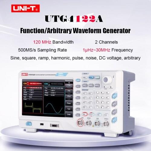 Function/Arbitrary Waveform Generator UTG4122A 2 Channels 120MHz Bandwidth 500MS/s Sampling rate AM,FM,PM,ASK,FSK,PSKModulations