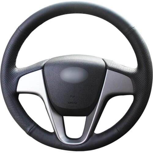 Artificial Leather No-slip Car Steering Wheel Cover for Hyundai Solaris Verna 2010-2016 i20 2008-2014 Accent 2012 2013-2017
