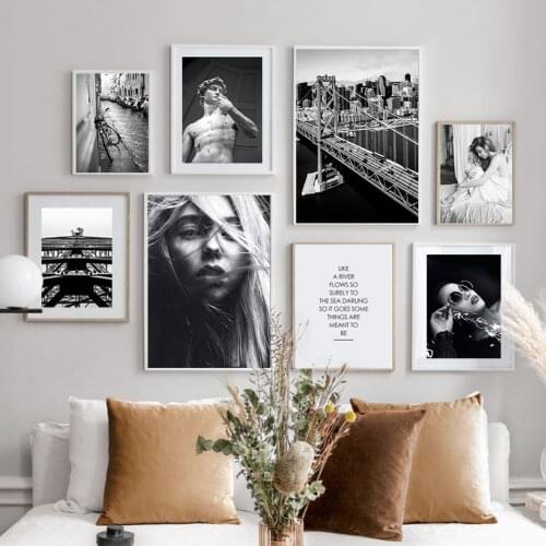 Black White Sexy David Pretty Girl Wall Art Canvas Painting Nordic Posters And Prints Plant Wall Pictures For Living Room Decor
