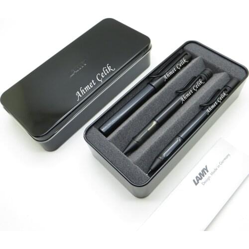 Lamy Al-Star Black Roller Pen + Ballpoint Pen + 05 Versatil Pen + Metal Box | İsme Custom