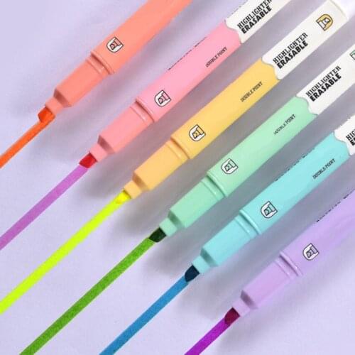 6Pcs/set Erasable Double Head Highlighters Art Markers Highlighter Pen Fluorecent Pen Student note marker for Graffiti Drawing