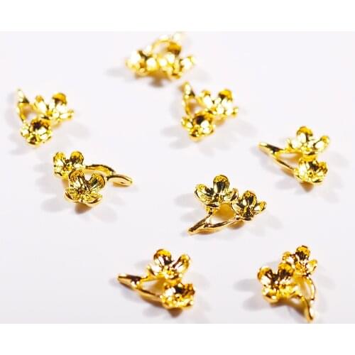 Gold Rivet Nail Studs 3D Flower Cross Art Nails Decoration Rhinestones Metal Manicure Accessories in for DIY