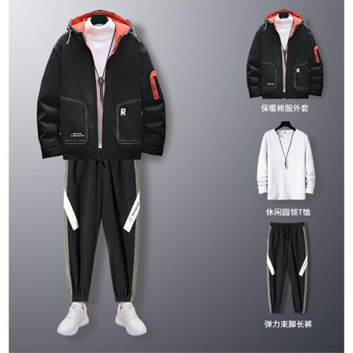 New mens suit fashion personality thick casual wear suit men winter warm hooded plus cotton thick coat