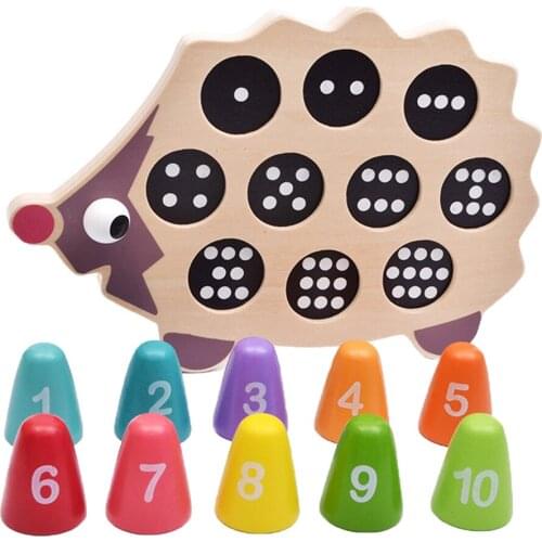 Hedgehog Number Matching Toy Set - Wooden Educational Toy for Boys Girls