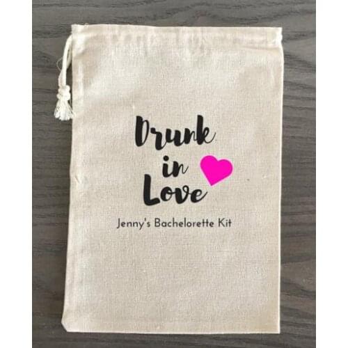 Customize Drunk in Love Bachelorette Hangover bridal shower Survival Kit wedding favor gift bags party Candy pouches