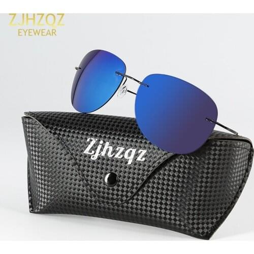 Womens High-end Titanium Ultra Light Polarized Sunglasses Rimless Blue Yellow G15 Pink Red Silver Black Green Mirrors Eyewear