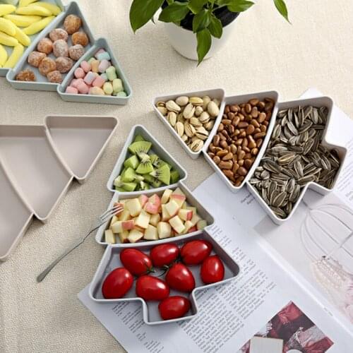 Fashion Christmas Tree Shape Candy Snacks Nuts Seeds Dry Fruits Plastic Plates Dishes Bowl Breakfast Tray Home Kitchen Supplies