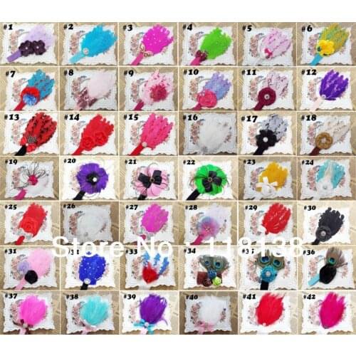 10pcs/lot Cute Baby Floral Feather Headband Hair Band Headwear Pad Accessories Children Flower Hairband , Free Shipping