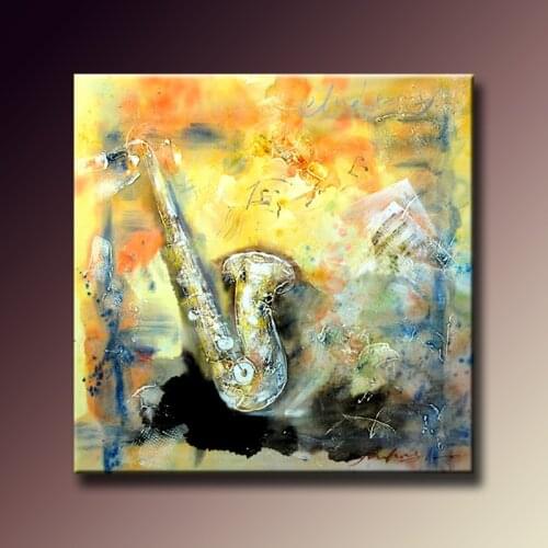 Simple Abstract Picture Saxophone Wall Art Painting Handmade Canvas Painting Musical Abstract Oil Painting For Home Decoration