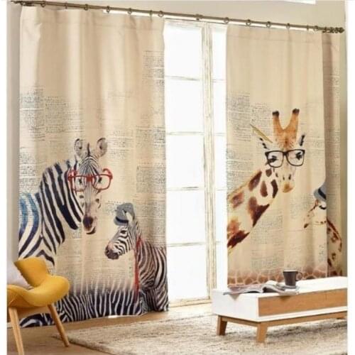 Childrens room curtains Blackout curtains Full blackout giraffe and zebra curtains for Kids bedroom