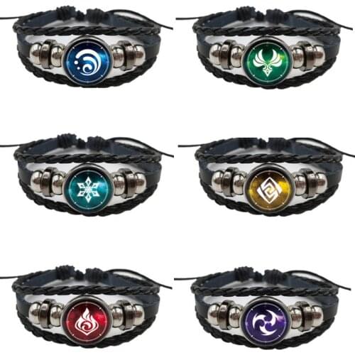 Genshin Impact Game Cosplay Prop Eye of God Water Wind Thunder Fire Rock Ice Element Bracelet Jewelry Accessories