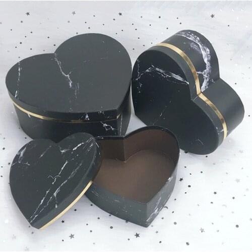 3Pcs DIY Gift Box Heart Shaped Container Packaging Wedding Party Case Valentines Day Flower Boxes Composite Material