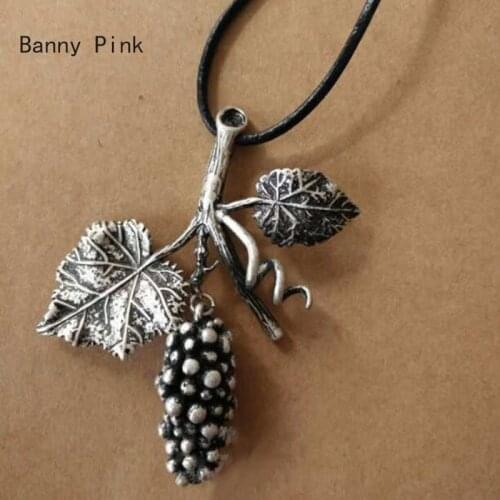 Vintage Alloy Grape Vine Pendant Necklace For Women Ethnic Leather Long Rope Chain Necklace FashionJewelry Colliers Colar Bijoux