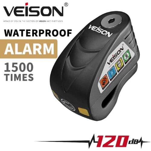 VEISON Motorcycle Waterproof Anti theft 120dB Alarm Disc Lock Warning Security Anti theft Brake Rotor Padlock Alarma Moto
