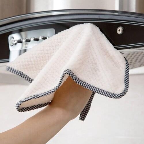 Thickened dish cloth, coral fleece cloth, table cloth, scouring cloth, kitchen cleaning absorbent cloth kitchen towel