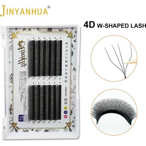 W Shape Eyelash Extensions Faux Mink Black Soft Grafting Eyelashes 4D Volume False Eyelash W Design Natural 0.05mm C/D Curl Lash