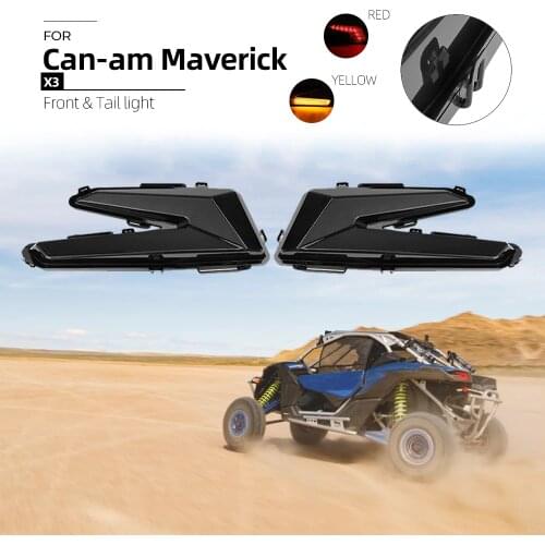 KEMIMOTO Black Rear Tail Lights Tail Lamps With Yellow Turning Light for Can Am Maverick X3 XDS XRS Max Turbo R 2017 - 2021
