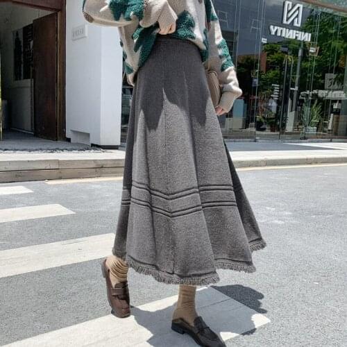 2020 Autumn & Winter New Elastic High Waist Slimming Simple All-match Casual Women A-line Large Swing Skirt Tide Free Shipping