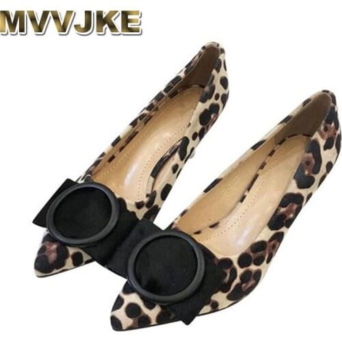 MVVJKE Classics High Heels Leopard Shoes Woman Pumps Office Lady Pointed Toe