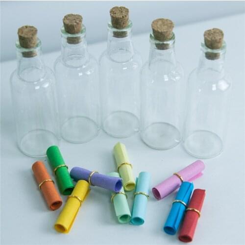 10pcs 24x70x8 mm 15ml Clear Transparent Drifted Bottles Small Glass Bottles With Corks Wishing Stars Message Bottles