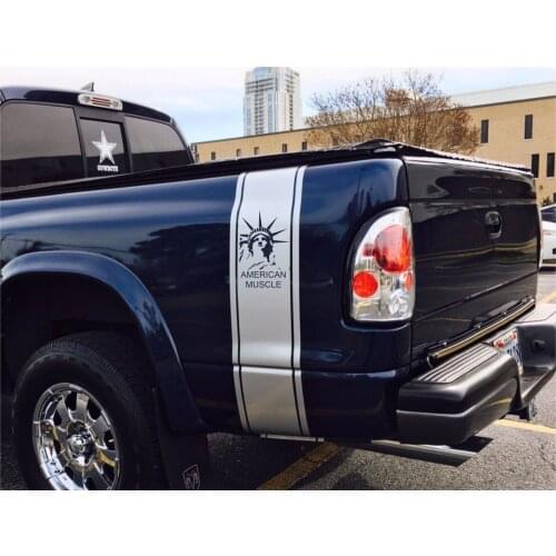 For (2Pcs) Truck vinyl decal, racing stripe Dodge Ram rear bed "Mopar" logo (both sides)