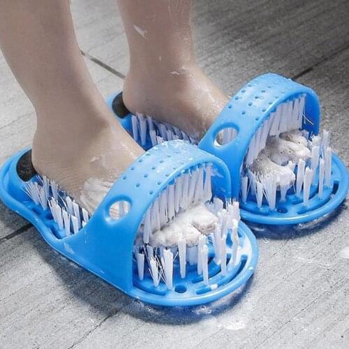 2020 Hot Plastic Bath Shoe Pumice Stone Foot Scrubber Shower Brush Massager Slippers for Feet Bathroom Products Foot Care Blue